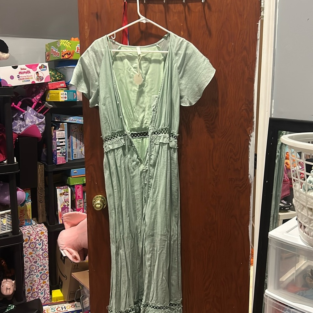 Button up maxi dress in mint
